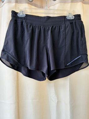 Lululemon Size 12 Black Hotty Hot High Rise 4" Mesh Athletic Running Shorts